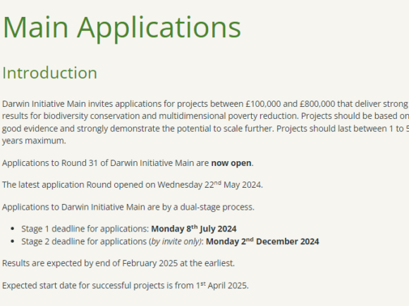 Apply for Darwin Initiative Main Grants