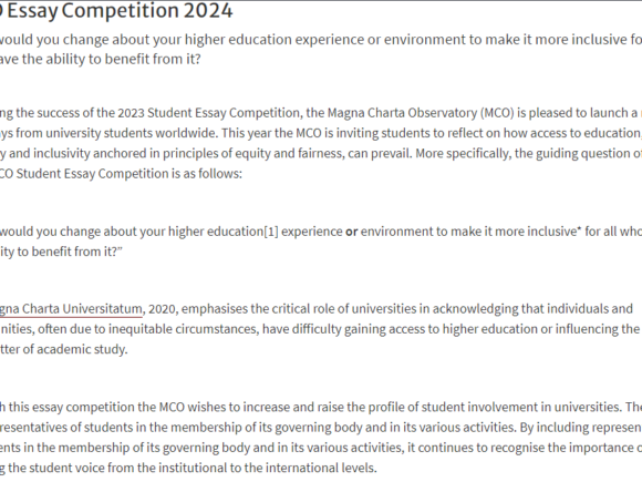Magna Charta Observatory Essay Competition 2024