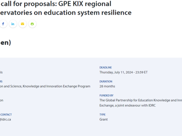 Call for Proposals: GPE KIX Regional Observatories on Education System Resilience