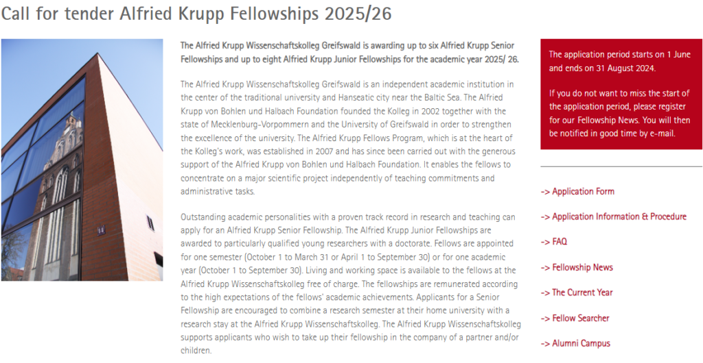 Call for Applications: Alfried Krupp Fellowships 2025/26