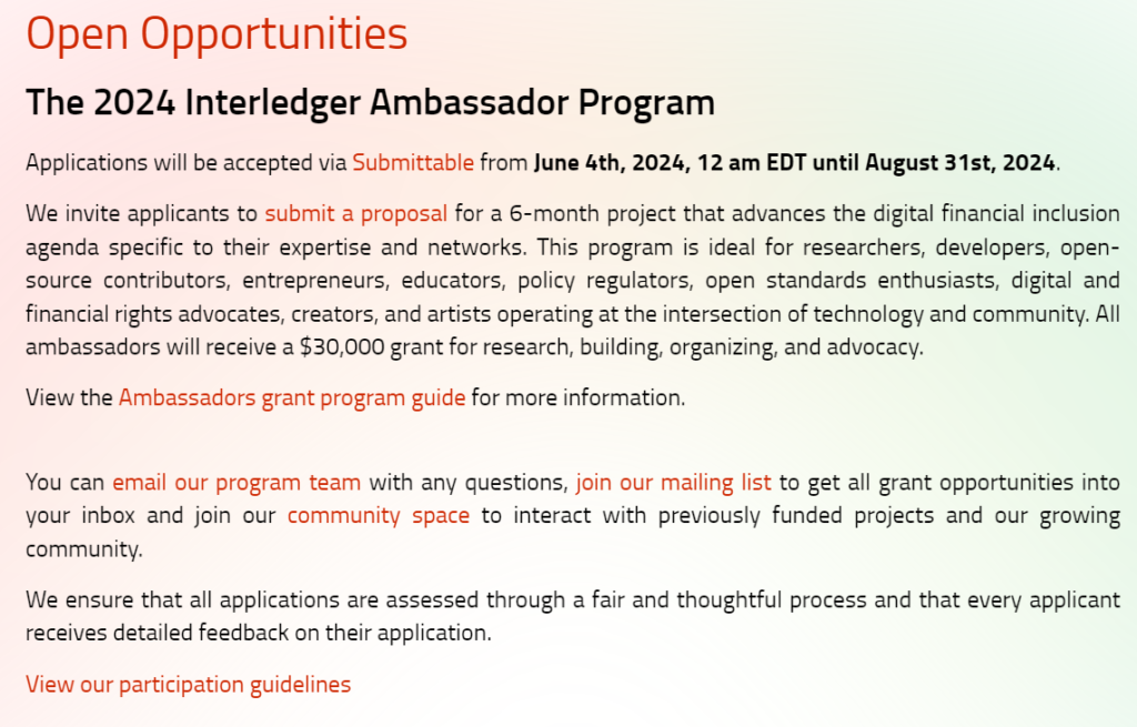 Call for Applications: Interledger Ambassador Program 2024