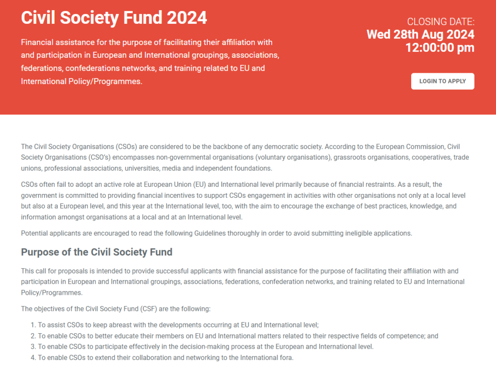 Apply for Civil Society Fund 2024