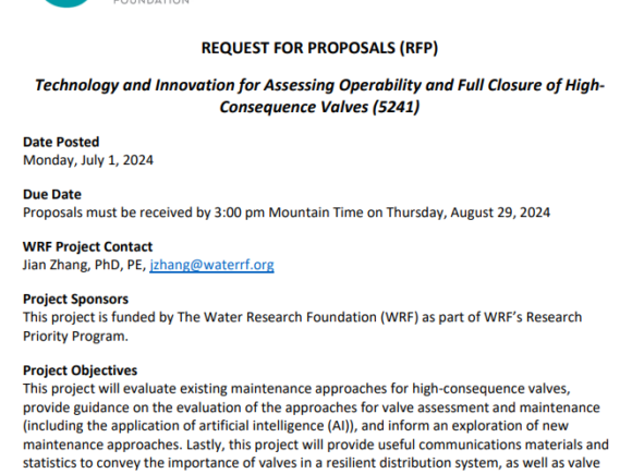 RFPs: Technology and Innovation for Assessing Operability and Closure of High Consequence Valves