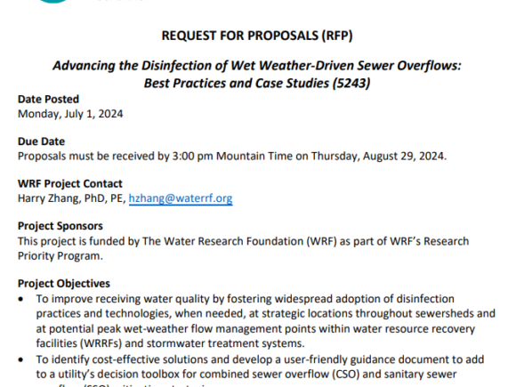 RFPs: Advancing the Disinfection of Wet Weather‐Driven Sewer Overflows