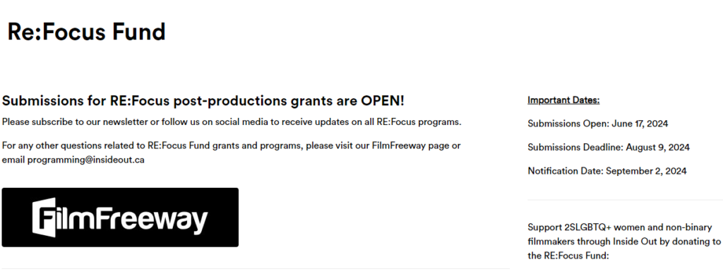 Submissions open for RE:Focus Post-Productions Grants