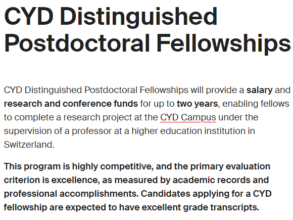 CYD Distinguished Postdoctoral Fellowships