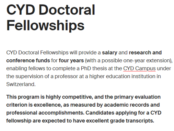 Call for Proposals: CYD Doctoral Fellowships