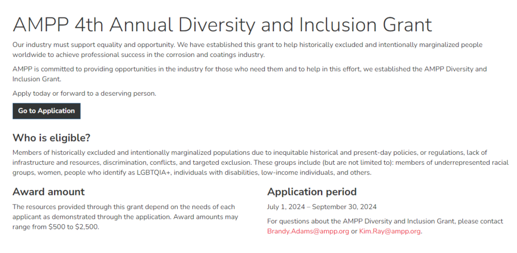 Apply for AMPP Diversity and Inclusion Grant