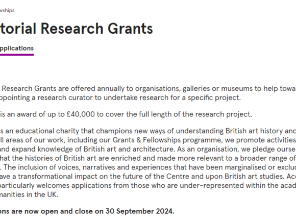 Applications open for Curatorial Research Grants