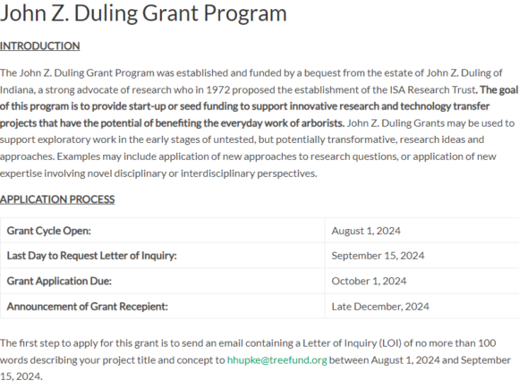 Apply for John Z. Duling Grant Program