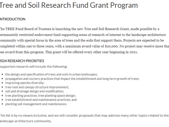 CFAs: Tree and Soil Research Fund Grant Program