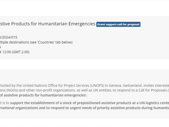 Call for Proposals: Prepositioning Assistive Products for Humanitarian Emergencies