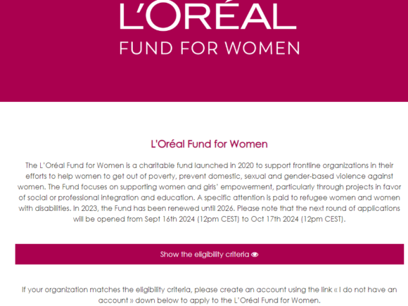 Call for Applications: L’Oréal Fund for Women 2024