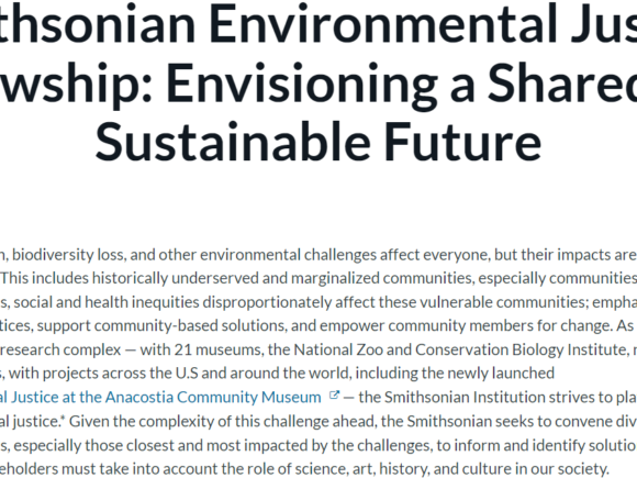 Smithsonian Environmental Justice Fellowship: Envisioning a Shared and Sustainable Future