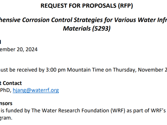 RFAs: Comprehensive Corrosion Control Strategies for Various Water Infrastructure Materials