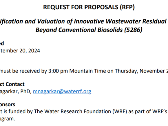 Open Call: Identification and Valuation of Innovative Wastewater Residual Products Beyond Conventional Biosolids