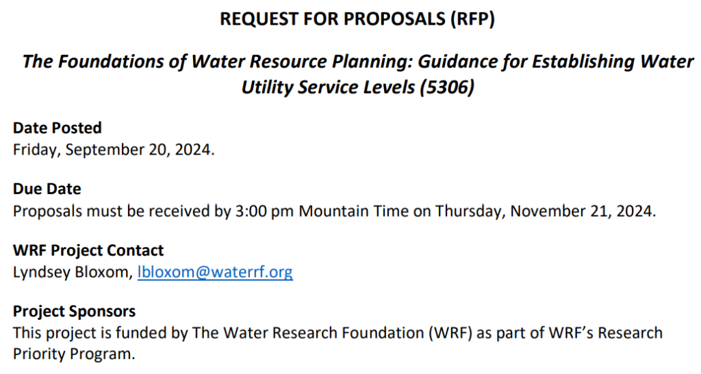 The Foundations of Water Resource Planning: Guidance for Establishing Water Utility Service Levels