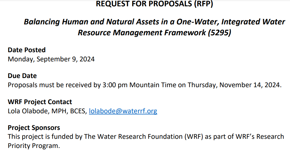 Balancing Human and Natural Assets in a One-Water, Integrated Water Resource Management Framework Project