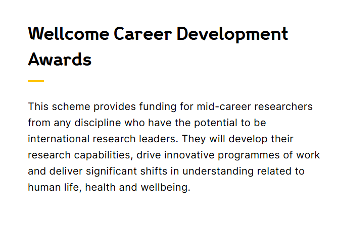 Wellcome Career Development Awards for Researchers