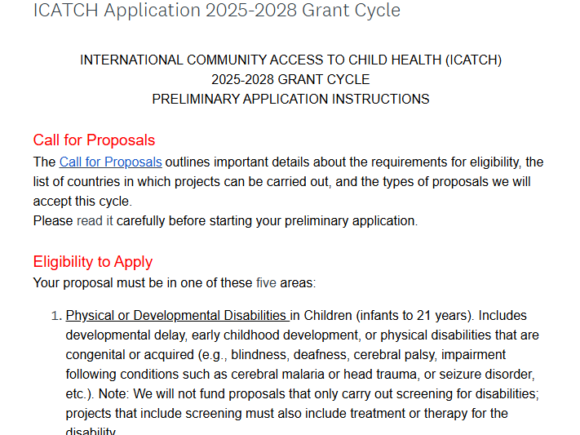 International Community Access to Child Health Grant Program 2024