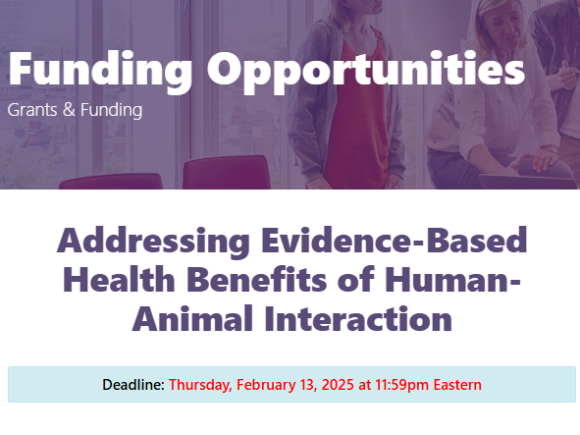 Funding available for addressing Evidence Based Health Benefits of Human-Animal Interaction