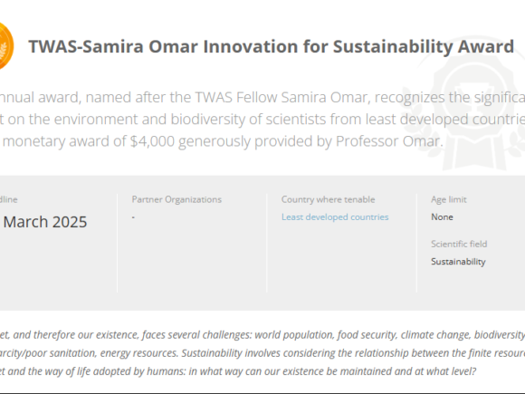 Call for Nominations: TWAS-Samira Omar Innovation for Sustainability Award