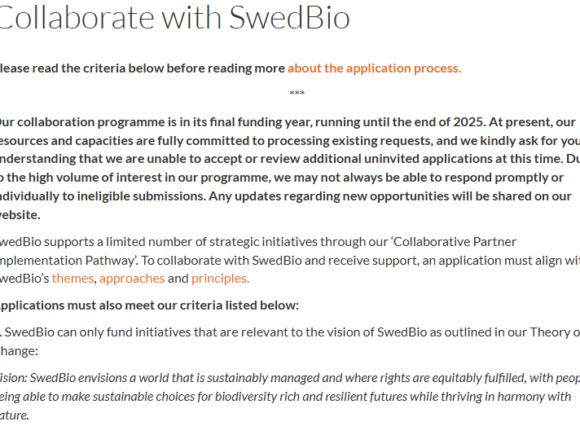 SwedBio Funding Program for CSOs, International Organisations, Institutes & Universities